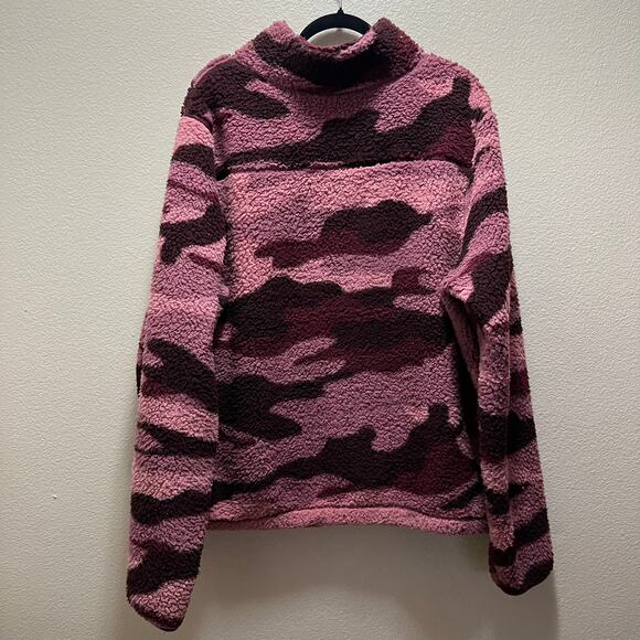 Old Navy Cozy Teddy-Sherpa Plus-Size Full-Zip Jacket Raspberry Camo Sz XXL Tall - Picture 11 of 11